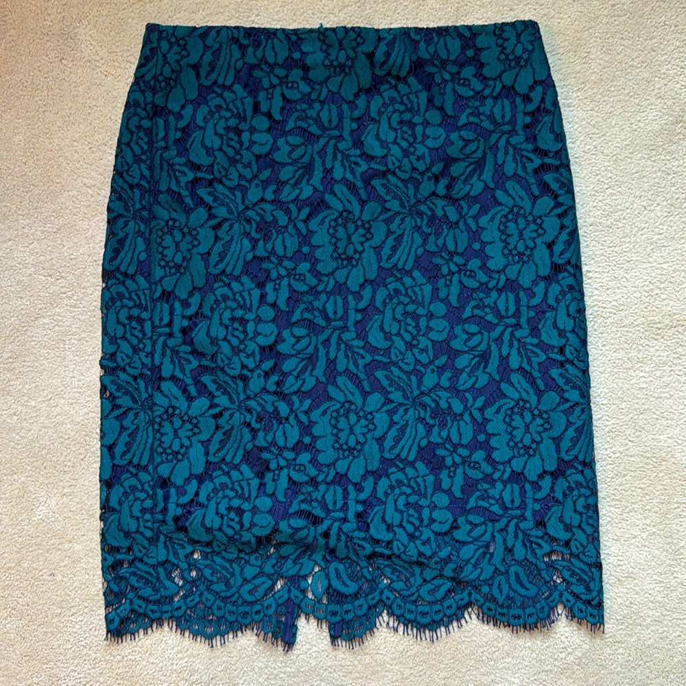 Banana Republic Navy and Dark Teal Lace Skirt